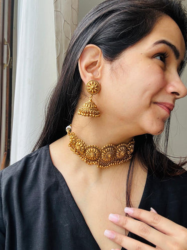 Golden Lotus Necklace Set